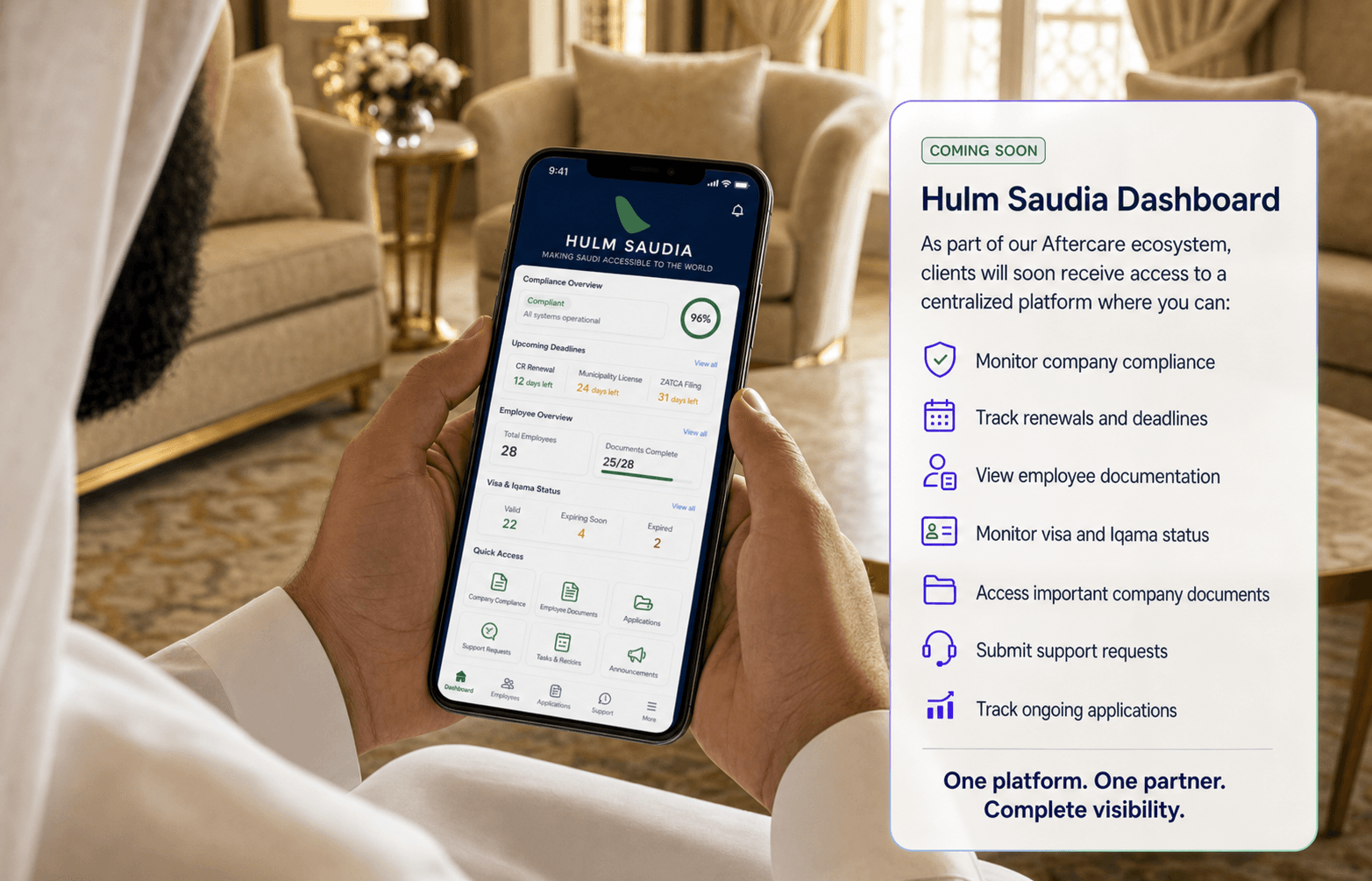 HULM Saudia mobile aftercare dashboard preview