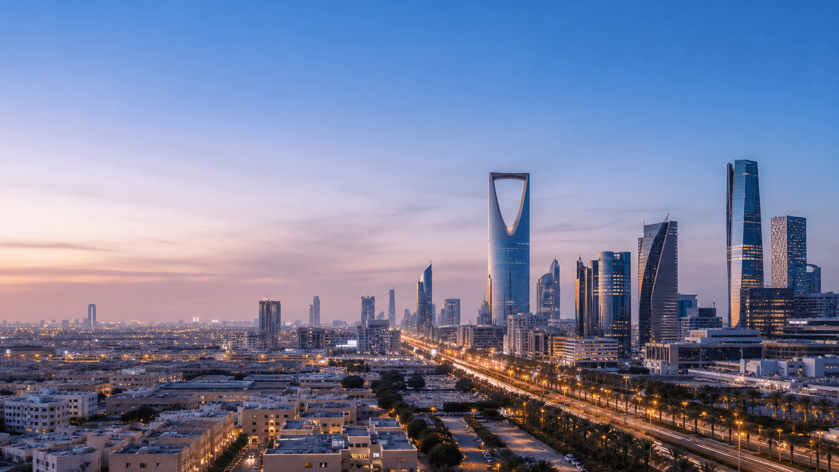 Riyadh skyline at blue hour